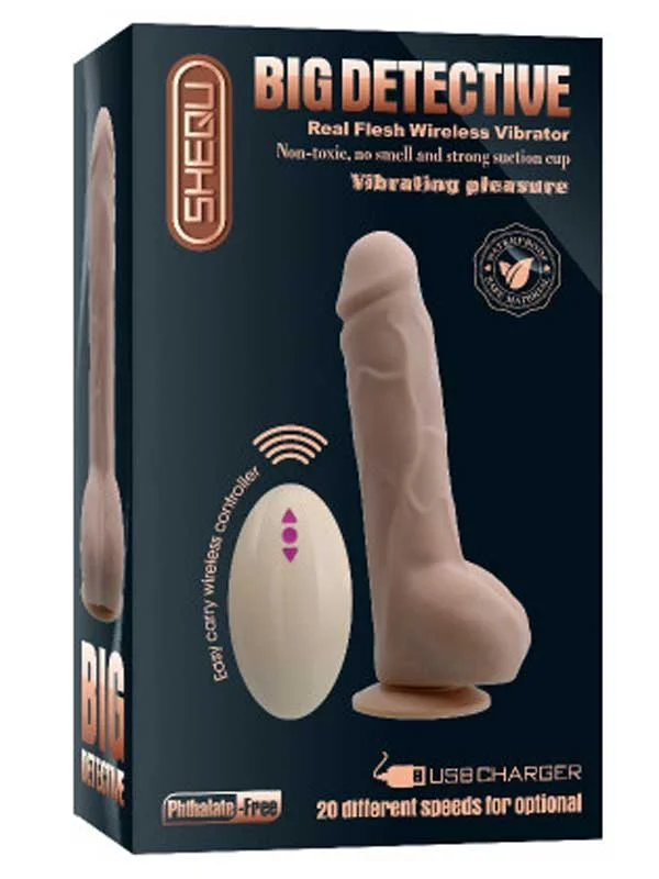Big Detective Şarjlı Uzaktan Kumandalı Titreşimli Gerçekçi Dildo 19 cm ürün görseli