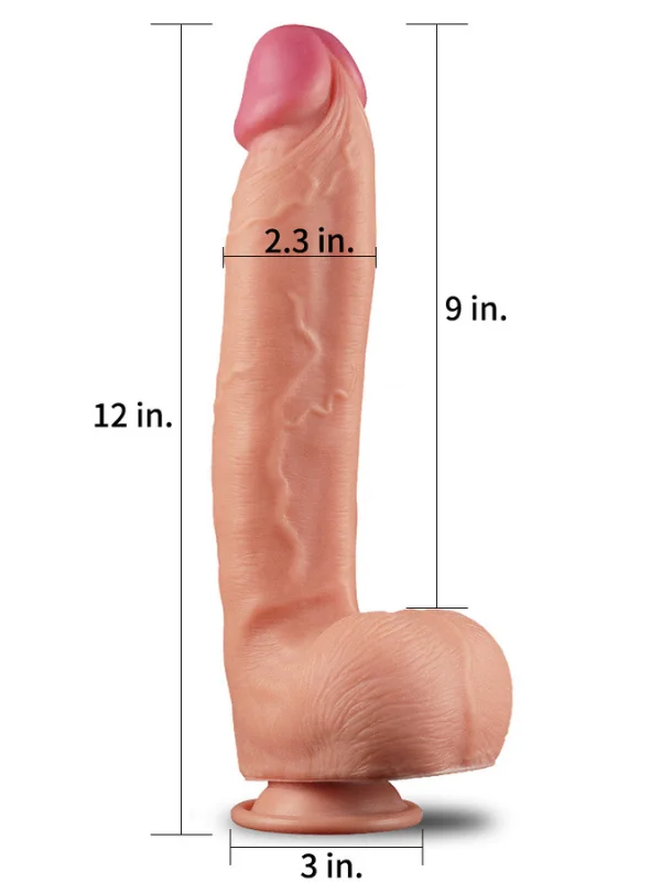 12 İnç Dual Layered Platinum Silicone Cock ürün görseli