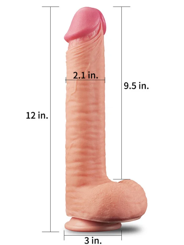 12 İnç Dual Layered Platinum Silicone Cock Dildo ürün görseli