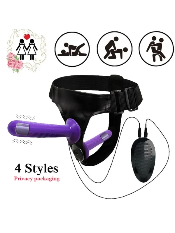 Double Dong Titreşimli Belden Bağlamalı Çift Taraflı Bisex Dildo Vibratör ürün görseli