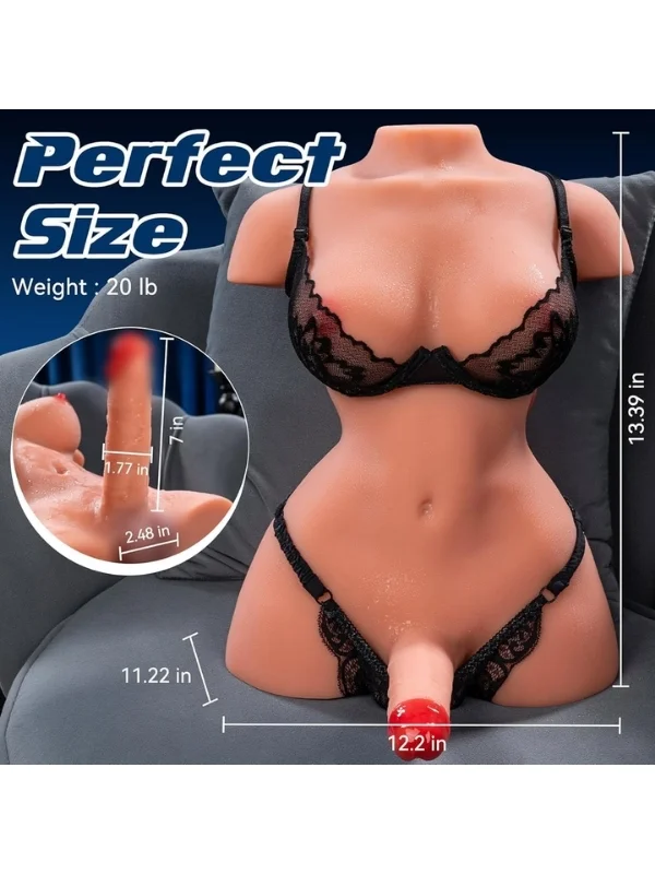 Titreşimli ve İtmeli Penisli Trans Yarım Vücut Mastürbatör Dildo ürün görseli