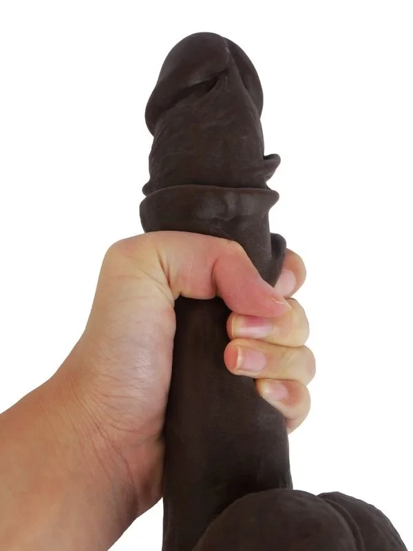 Ultra Gerçekçi 24 Cm Kıkırdaklı Koyu Kahverengi Dildo ürün görseli