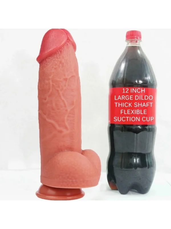 Gerçekçi Tasarımlı Büyük Boy Vakum Tabanlı Silikon Dildo 30 cm ürün görseli