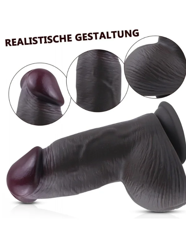 Gerçekçi Tasarımlı Geniş Çaplı Vakum Tabanlı Silikon Dildo 21 cm ürün görseli