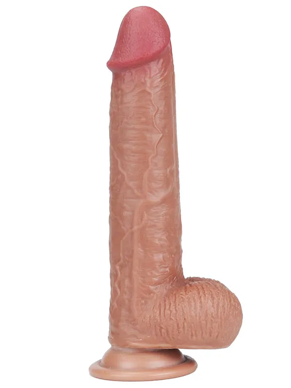 8" Dual Layer Oynar Derili Realistik Melez Penis