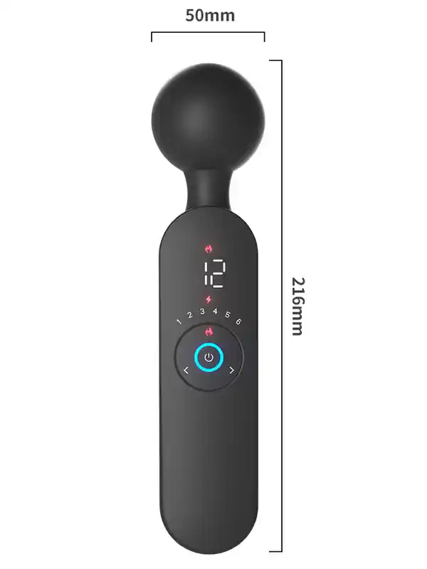 Isıtmalı Şarjlı 12 Titreşim Modlu Wand LCD Ekranlı Vibratör 22 cm ürün görseli