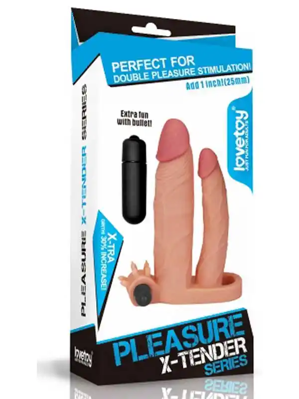 X Tender İkili Titreşimli Realistik Penis Kılıfı 2.5 cm Uzatmalı ürün görseli