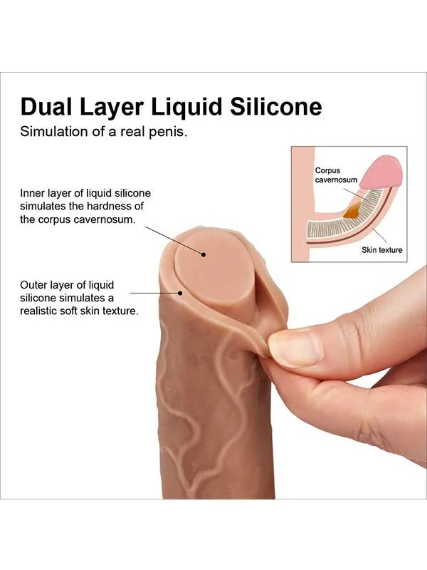 Çift Katmanlı Platinyum Silikon Realistik Dildo 22 cm ürün görseli