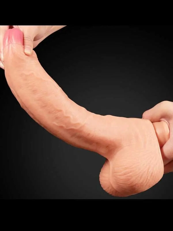 Çift Katmanlı Platinyum Silikon Realistik Dildo 28 cm ürün görseli