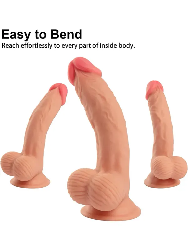 7.6" Dual Layer Oynar Derili Realistik Dildo 19 cm ürün görseli